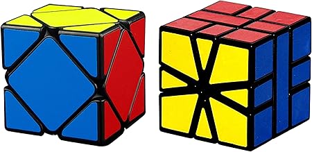 Skewb Black & Square-1 Black Bright Colors 3D Brain Teaser Puzzle Recommended for 3 -99 yrs (Combo of 2)