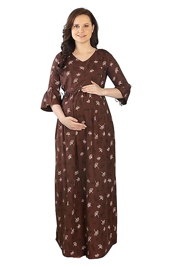 Womens Printed Long Maternity Nightdress