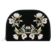 WOLF Zoe Jewelry Portfolio, Forest Green - Two Earring Holders, Two Ring Rolls, One Medium Zip Pocket, One Large Zip Pocket, Four Necklace Holders & Removable Mirror - Anti-Tarnish LusterLoc Lining