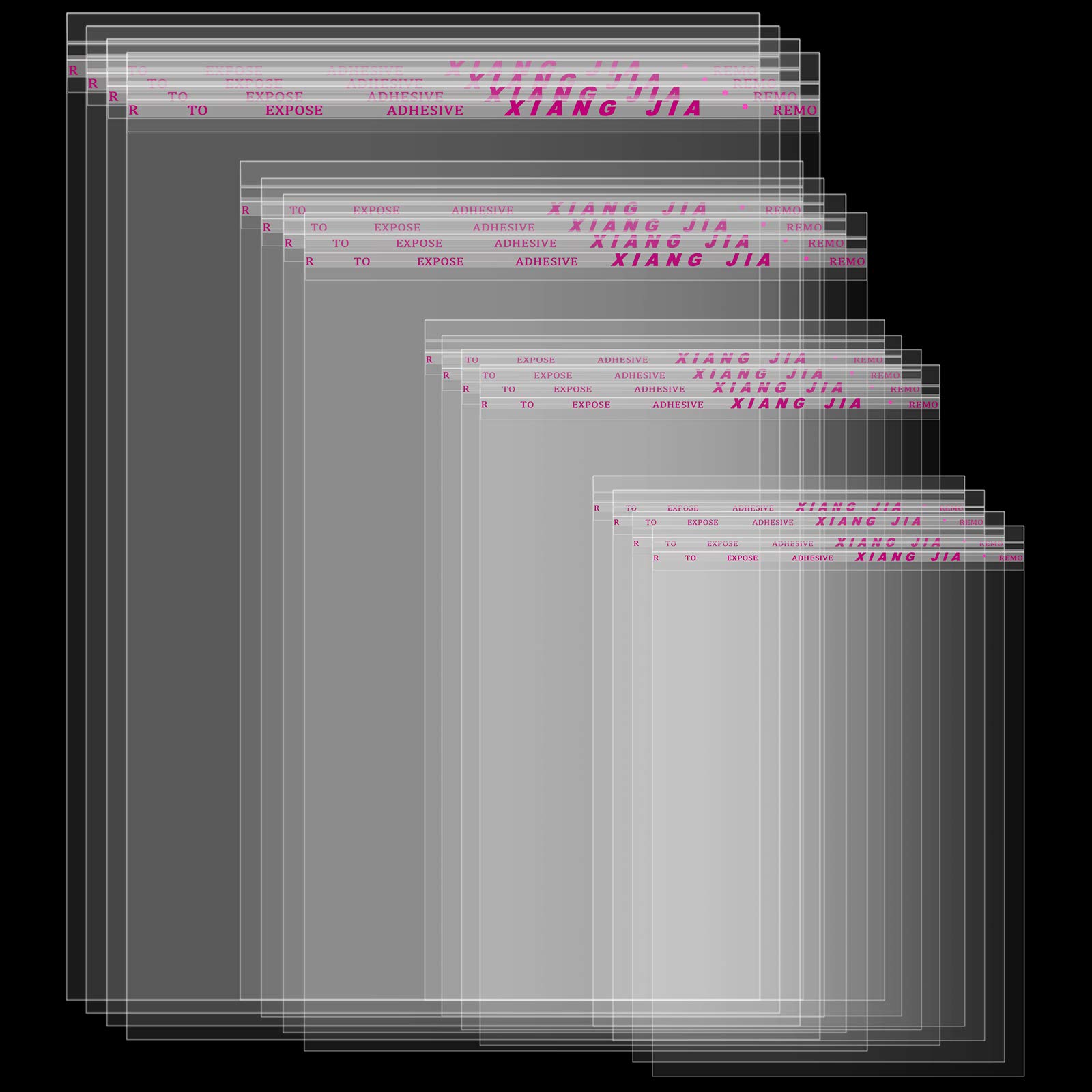 Geyoga 240 Pcs 4 Size Clear Plastic Cello Bag Resealable Self Adhesive Cellophane Bag for Candy Cookies Decorative Wrapper(4"x6", 5"x7", 8"x12", 10"x13")