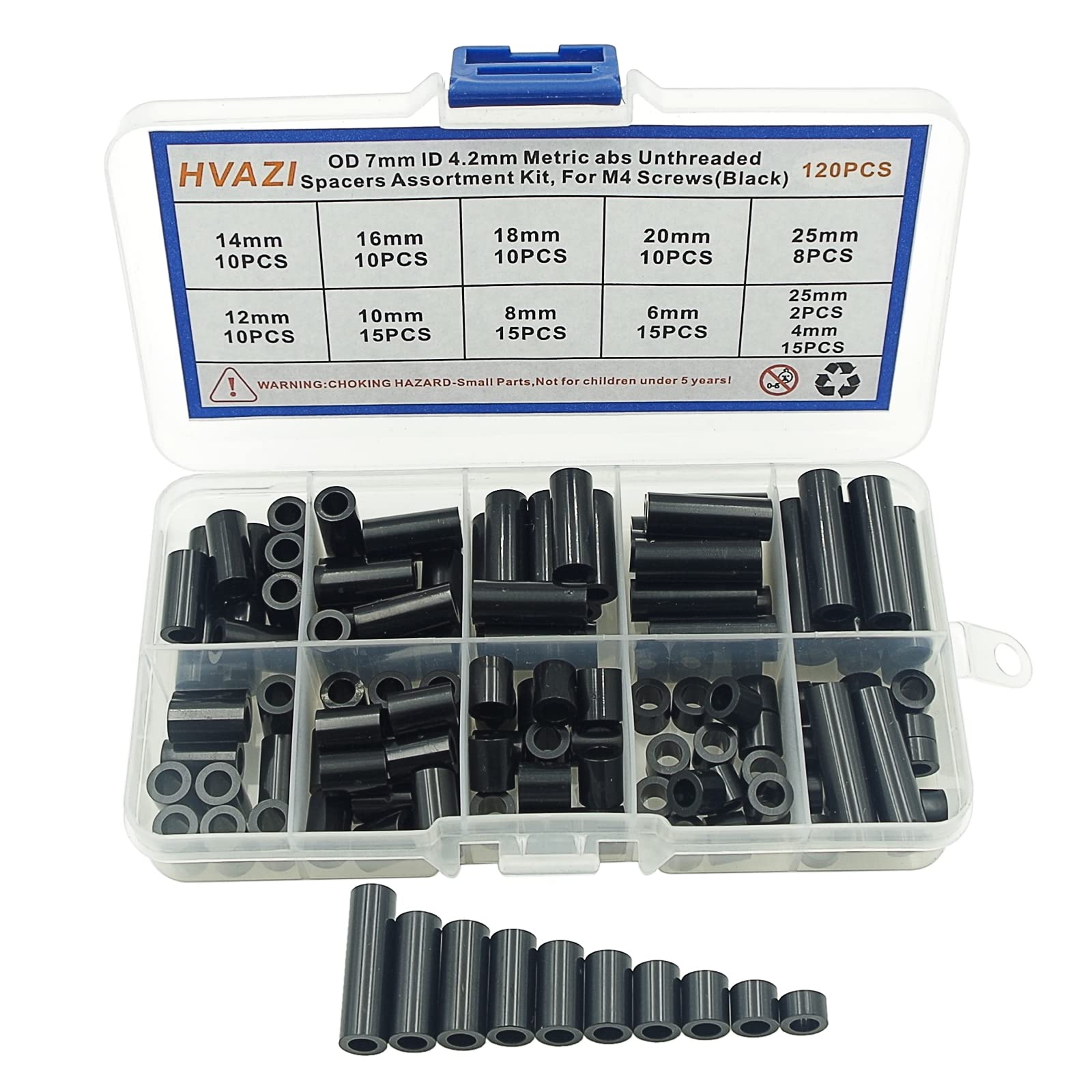 HVAZI Metric Black OD 7mm ID 4.2mm ABS Plastic