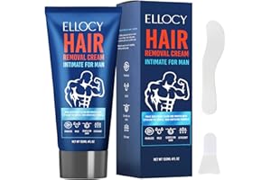 ELLOCY Intimate Hair Removal Cream For Men: intimate/Private At Home - Painless Flawless Soothing Depilatory for Unwanted Coarse Male Body Hair 120ml