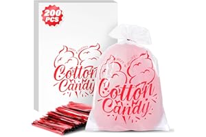 DEXLALA 200PCS Cotton Candy Bags, 11.8x17.7 Inch Candy Supplies Perfect for Sticks and Cones, Cotton Candys Bulk Accessories for Carnivals and Parties