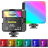 NiceFoto RGB Video Lights, 360° Full Color LED Video Light with 3 Cold Shoe Mounts, 2500K-9000K, CRI 96+, 18 Scene Modes, Mag