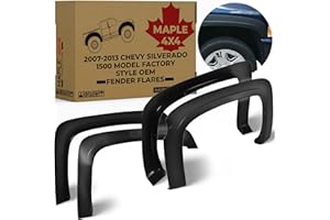 MAPLE4X4 Compatible with 2007-2013 Chevy Silverado 1500 Model Factory Style OEM Fender Flares (5.8ft Short Box) – Black, Set 