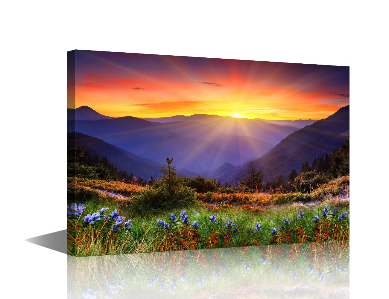 View of Mountain Wall Art Frame Canvas Wall Decorations Beautiful View of Mountain Bedroom Decor Natural Scenery Home Decor Art Canvas Wall Art Framed Ready to Hang (24"W x 16"H)
