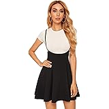 SheIn Women's Basic High Waist Flared Suspender Skirt Overall Dress Without Tee