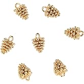 LiQunSweet 10 Pcs Metal Pinecone Real Gold Plated Brass Charms Small Pendants Bulk for Necklace Bracelet Jewelry Making DIY Findings - 0.47x0.3 inch