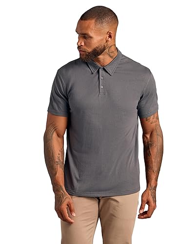 True Classic Men’s Polo Shirts – Short Sleeve Cotton Collared Shirt – Mens  Collared Shirt Short Sleeve, Pack of 1, Carbon, XXL in Oman Whizz Men