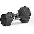 TRU GRIT Fitness Rubber HEX Free Hand Weights Dumbbell Pairs Sizes 5, 10, 15, 20 and 25 LBS (10 LB Pair, Pair)