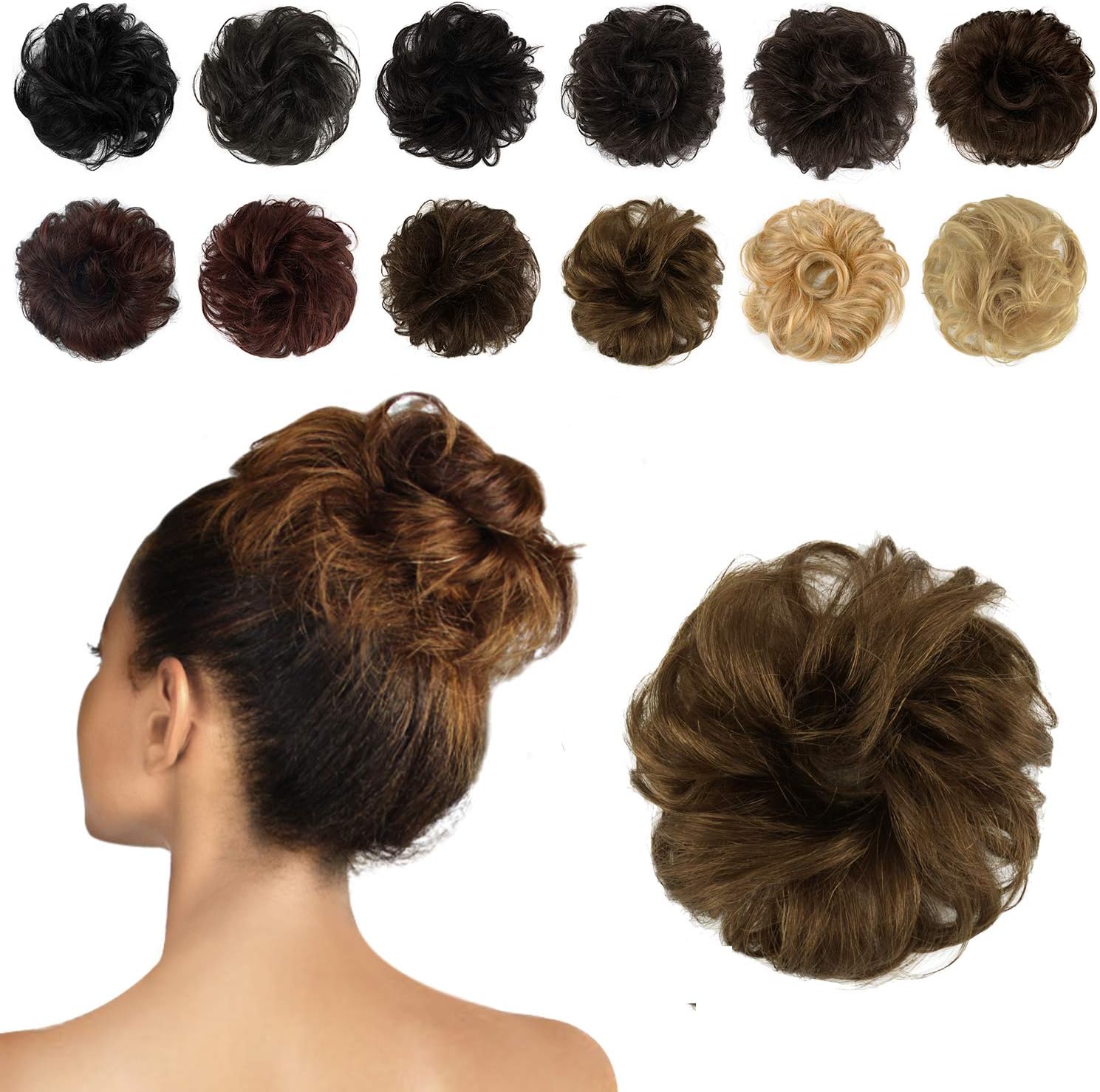 Feshfen 100 Human Hair Scrunchies 27 Strawberry Blonde Curly