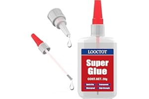LOOCTOT (2-in-1) Super Glue with Brush Applicator & Nozzle, Mess Free Superglue Brush, Instant Glue for All Purpose and Fast Setting for Projects and Repairs,3000 CPS Clear Cyanoacrylate Glue