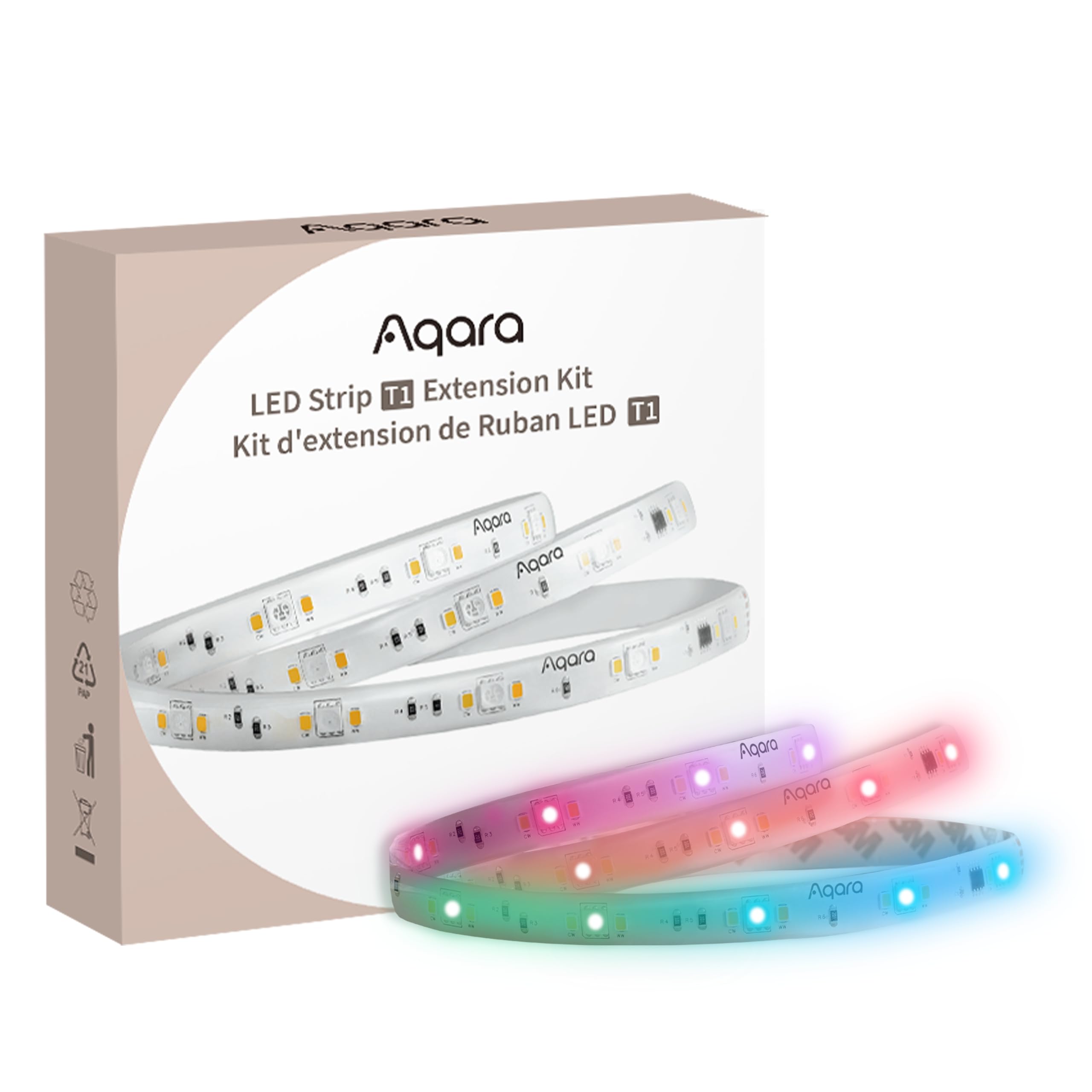 Aqara LED Strip T1 Extension, Requires LED Strip T1 (Sold Separately), 1M RGB + IC LED Light Extension with 16 Million Colors/Tunable White/Gradient Effects (1 Pack,1M)