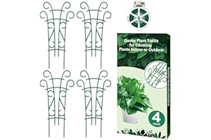 Qaobo Plant Trellis for Potted Plants 4 Pack Stackable Indoor Outdoor Climbing Houseplant Support with Garden Wire for Pothos Hoya Ivy Flower