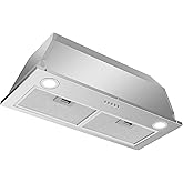 Zomagas Range Hood Insert 30 Inch Stainless Steel Built-in Kitchen Hood with 600CFM, Ductless/Ducted Range Hood, Push Button 
