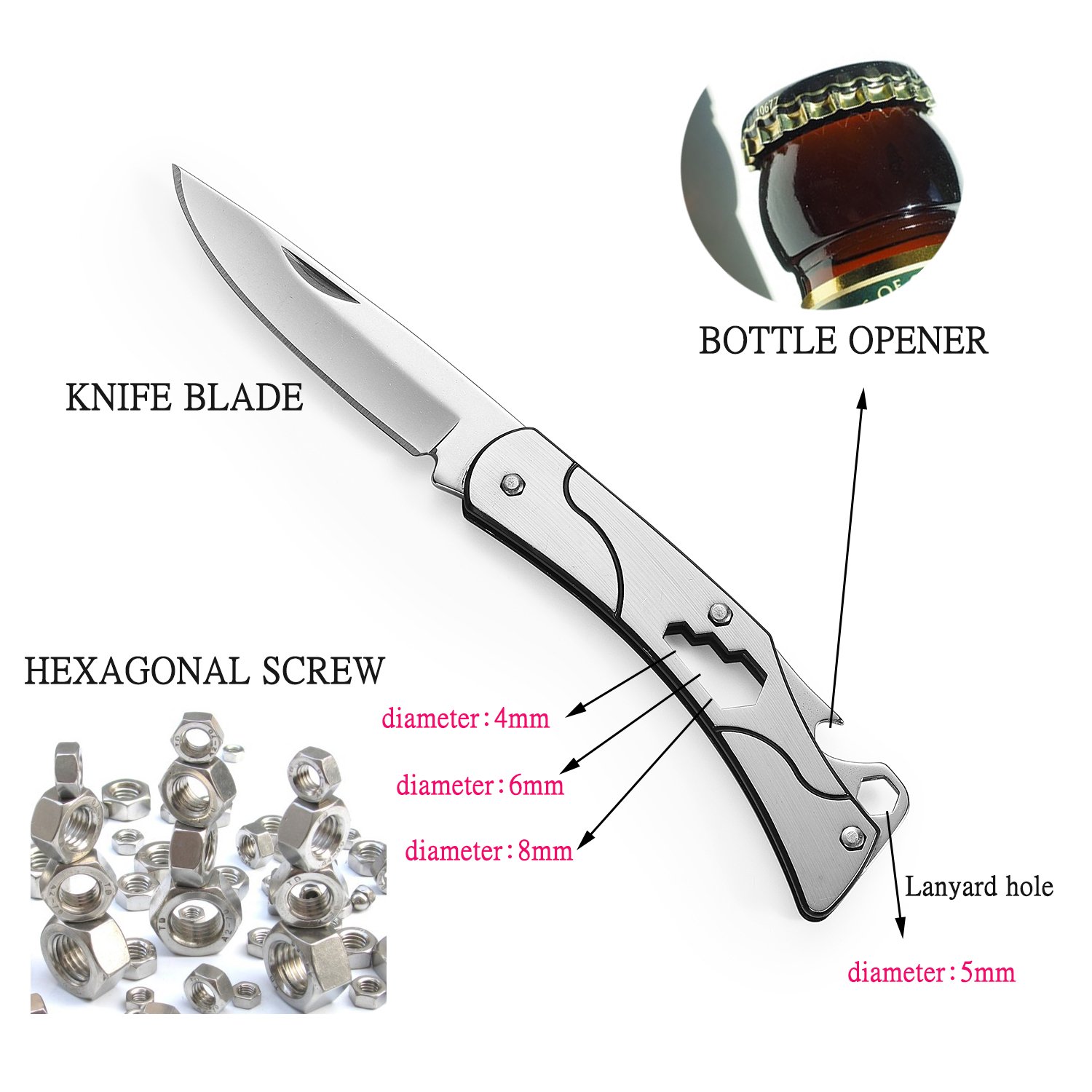 SMTENG mini Multifunction folding knife with bottle opener，pocket