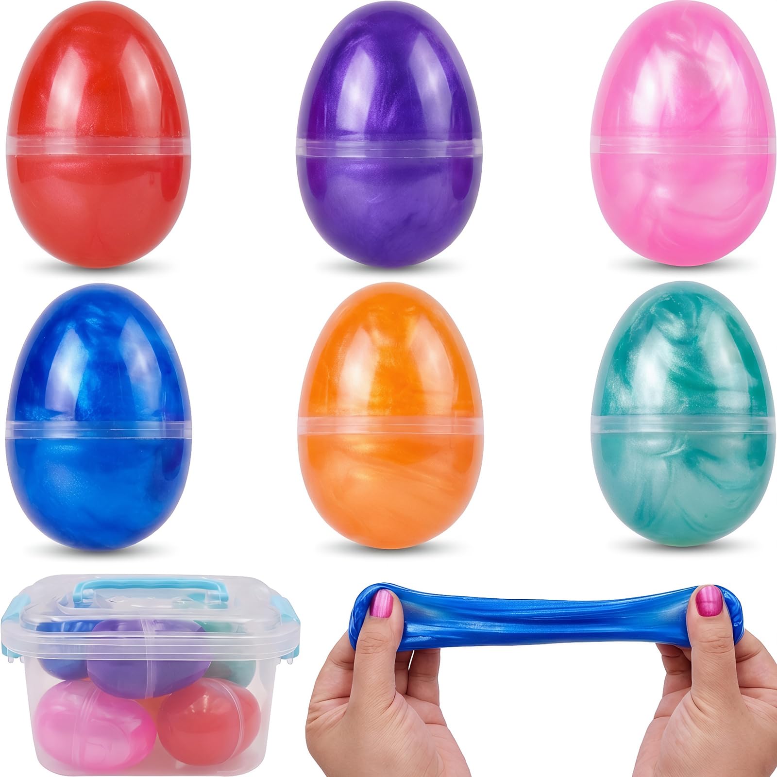 Howzcci 6 Pack Easter Eggs Toys Slime Eggs Toys for Kids Boys Girls Easter Basket Stuffers Essentials Egg Fillers Egg Hunt Party Favors Gifts
