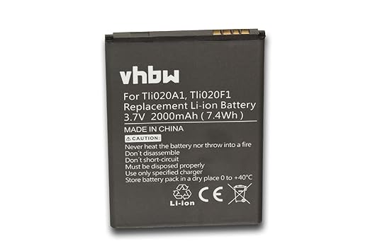 vhbw Li-Ion Akku 2000mAh (3.8V) für Handy Smartphone Telefon Alcatel One Touch OT-7041D, OT-7041X wie Tli020F1, TLi020G1, TLi
