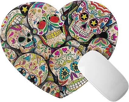 Amazon ラブハート型マウスパッドシュガースカルコラージュマウスパッド女性用ガールズラップトップコンピューターブラックラバーベースの小型マウスマット 滑り止め 8 X9 5 Meily Design マウスパッド 通販
