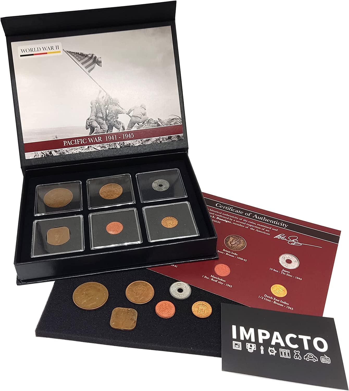 IMPACTO COLECCIONABLES WW2 World Currency - 6 Original Coins Used During World War 2, Pacific war Collection. WW2 Memorabilia