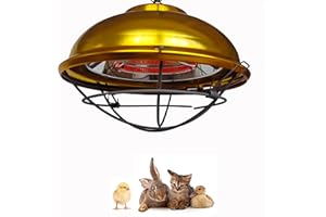 Hhsszzmm 300W Heat Lamp with Gold Dome, 21.5cm Infrared Heating Fixture, brooder heater Protective Metal Guard for Chicken，Ca