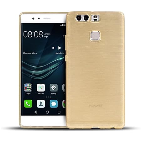 Conie Handy Cover kompatibel mit Huawei P9, Schutzhülle Case aus Silikon Design Bumper rutschfest Dünn in Gold
