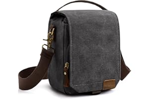 S-ZONE Camera Bag Small DSLR SLR Water-Resistant Canvas Crossbody Shoulder Bag Camera Case for Photographer