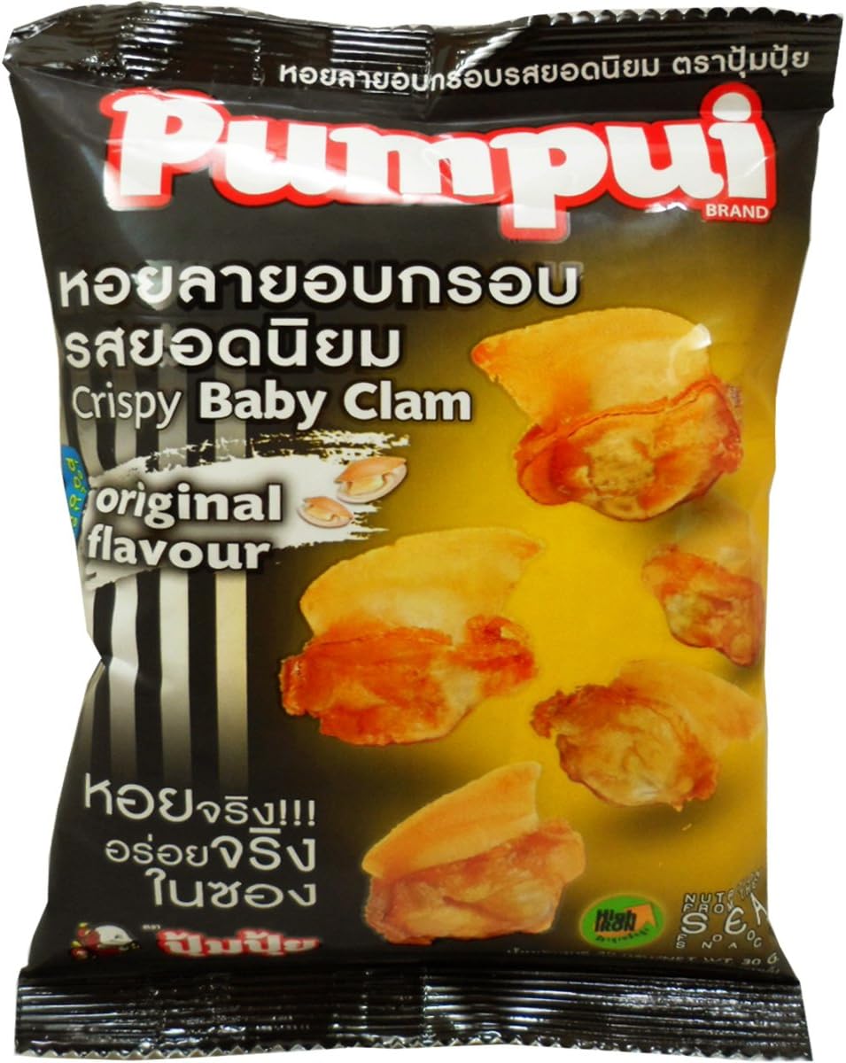 Pumpui Crispy Baby Clam Seafood Snack Original Flavour Net Wt 30g (1.0 Oz.) X 2 Bags by Pumpui