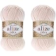 Alize Diva Hand Knitting Yarn - 100% Microfiber Acrylic With Silk Effect - Crochet Art Lace Craft - 2 Skeins, 200gr, 767 Yds (382-Powder)