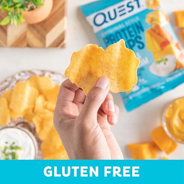 QUEST NUTRITION CHEDDAR & SOUR CREAM PROTEIN CHIPS, 19G PROTEIN, 4G NET CARBS, LOW CARB, GLUTEN FREE, 1.1 OZ, 4 COUNT