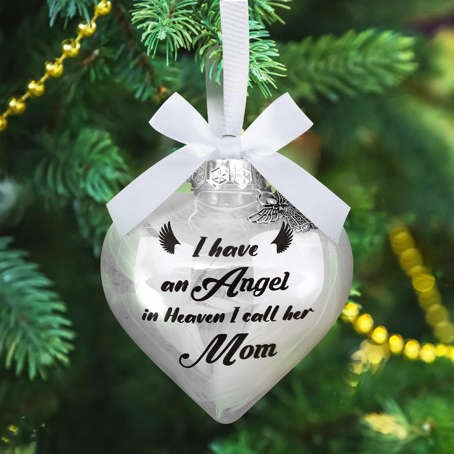 HOWAF Mum Memorial Christmas Bauble - I Have an Angel in Heaven, Xmas Baubles Mum Memorial Ornaments Gifts for Christmas Tree Decorations