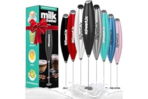 PowerLix Milk Frother Handheld Battery Operated Electric Whisk Beater Foam Maker For Coffee, Latte, Cappuccino, Hot Chocolate, Durable Mini Drink Mixer Without Stand Black