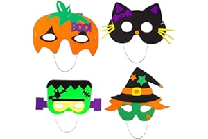 4E's Novelty Halloween Mask Crafts for Kids Bulk 12 Pack, Self Adhesive Mask Foam Craft Kit Fall Crafts, School Home Group Activities, Party Supplies, Classroom Arts & Crafts (12)