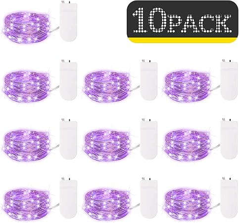 10 Pack Fairy Lights 7 Feet 20 Led Firefly Lights Battery Operated