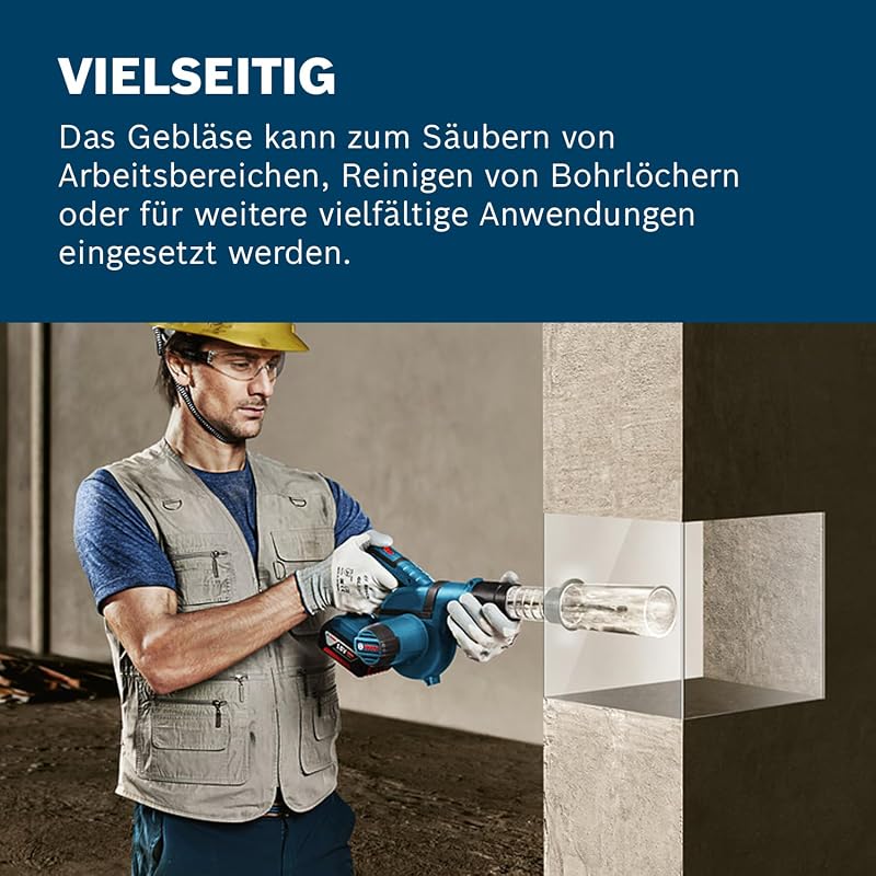 PRO 18V System Akku Gebläse GBL 18V-120 (inkl. 4x Aufsätze, Standarddüse, Verlängerungsrohr, Bohrlochdüse, Staubauffangbehälter, ohne Akku/Ladegerät)