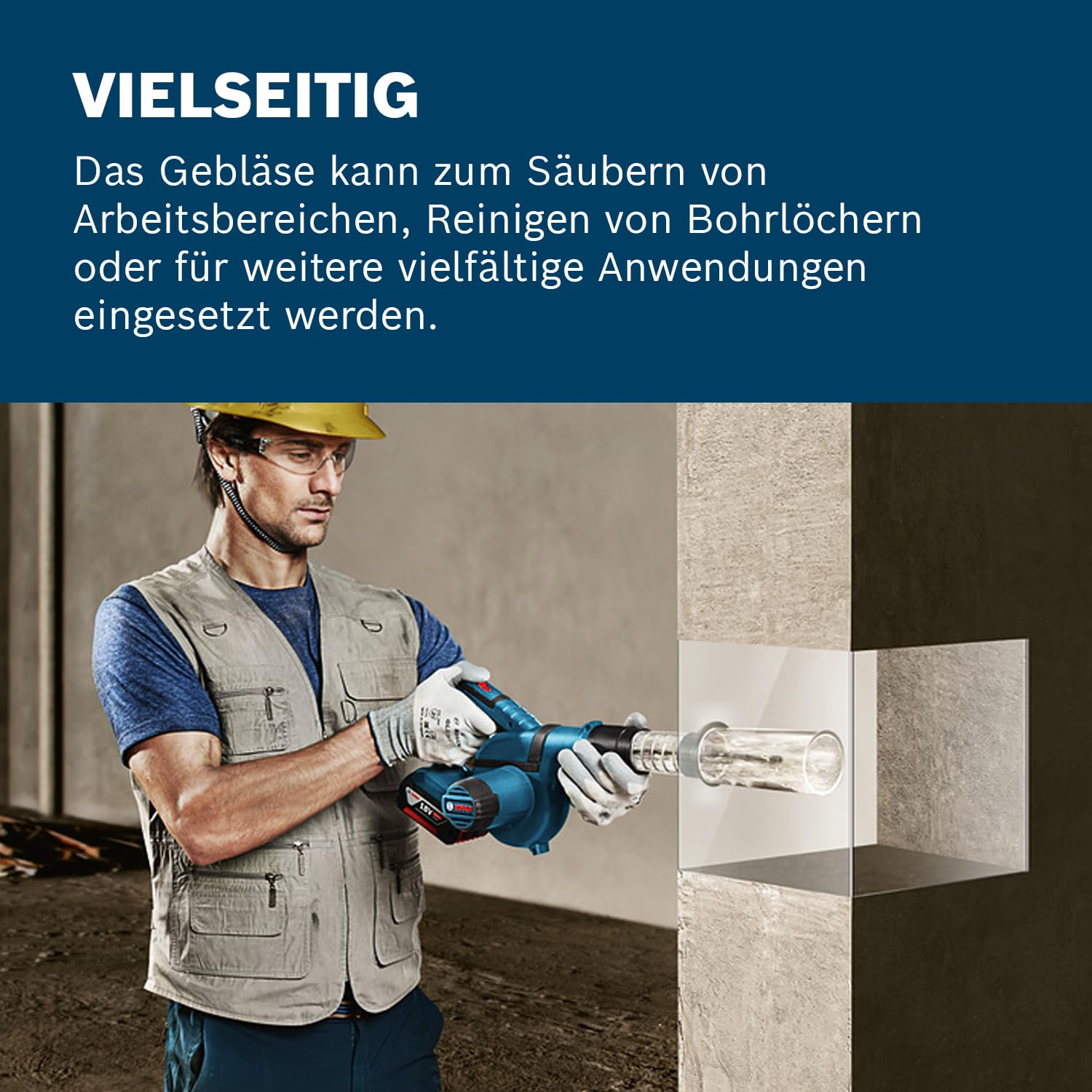 Bosch Professional 18V System Akku Gebläse GBL 18V-120 (inkl. 4x Aufsätze, Standarddüse, Verlängerungsrohr, Bohrlochdüse, Staubauffangbehälter, ohne Akku/ Ladegerät) 5