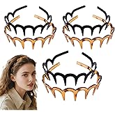 LYNRUI 6Pcs U Shape Fashion Tooth Hair Comb Headband,High Cranium Headbands for Women's Hair, Reversible Korean Headbands with Teeth ﻿ (Mix 6Pcs, M)