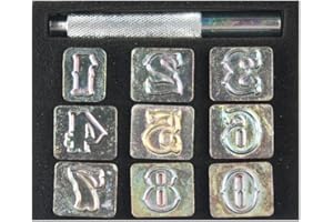 OWDEN Professional 10 Pieces Number Stamping Tool kit (3/4 inch,19 mm Tall) for leathercaft, Leather Stamping Tool.