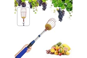 Karveden 18FT Reach Fruit Picker Pole with Basket Telescoping, 3-12FT Extendable Aluminum Apple Picker for Picking Avocados, Figs, Mangoes, Citrus Fruits - Durable Harvesting Fruit Catcher for Trees