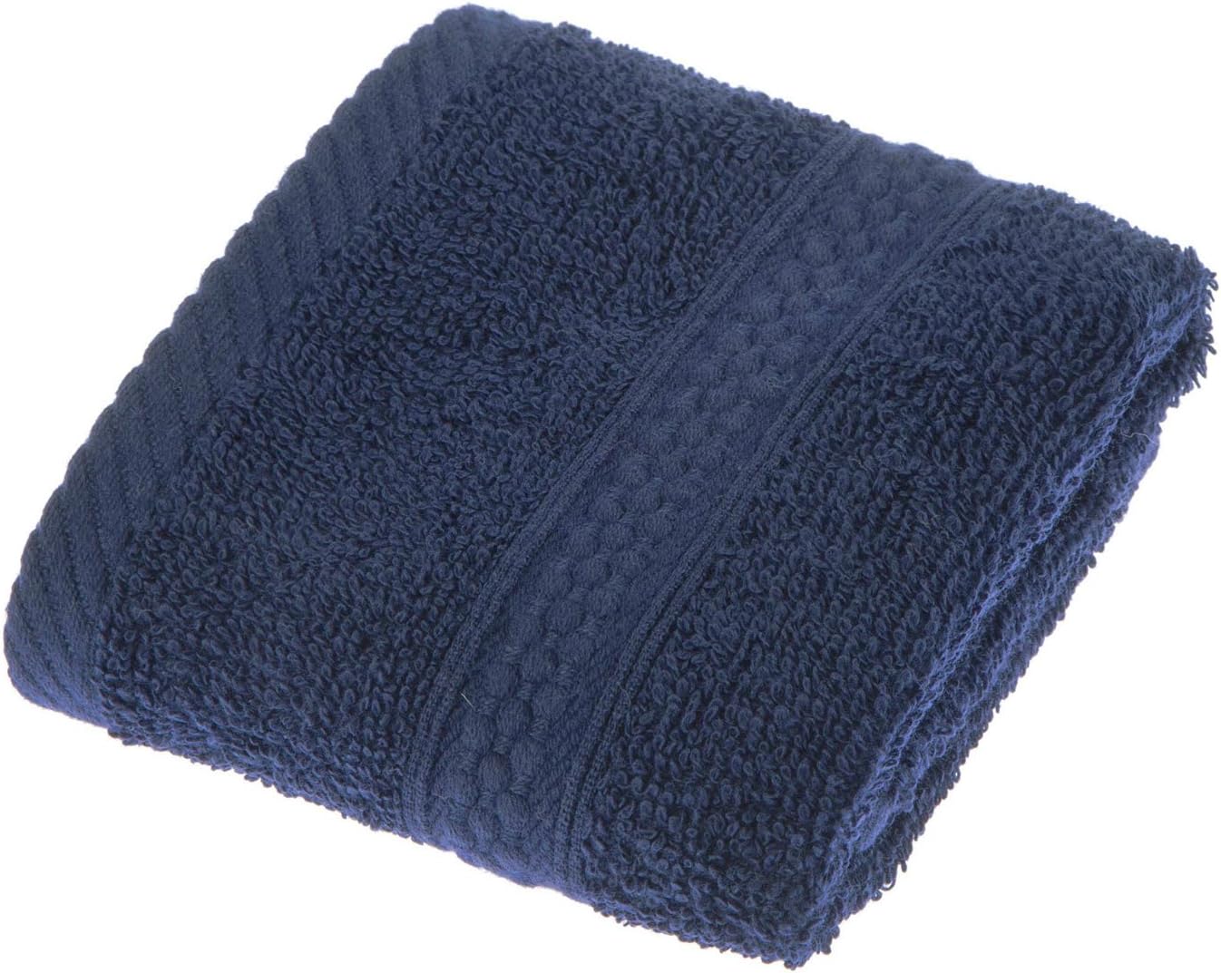 HOMESCAPES Turkish Cotton Face Towel Flannel Navy Blue Very Soft and