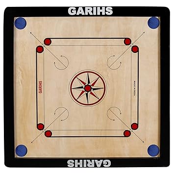 Garihs by Fitlark Carrom Board, Medium Size, Black Color, Includes Carrom Coins, neon Striker & Super Disco Powder, Board Size- 26x26 inches