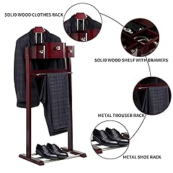 MLIKYRGK Wood Men Suit Valet Stand, with Belt Hooks