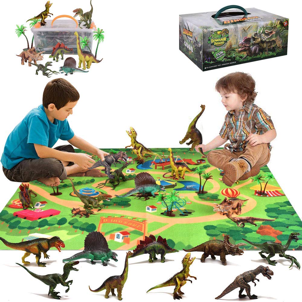 temi dinosaur toy figure with activity play mat & trees