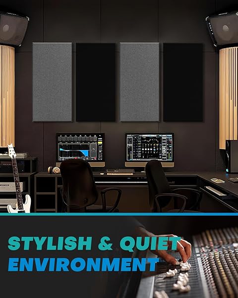 4PACK FIBERGLASS ACOUSTIC PANELS, SELF ADHESIVE SOUND PROOF FOAM PANELS FOR WALLS, SOUND DAMPENING PANELS FOR STUDIOS, OFFICE, HOME THEATER SOUNDPROOFING ABSORBING NOISE REDUCING, 23.6X11.8X2.5″ BLACK