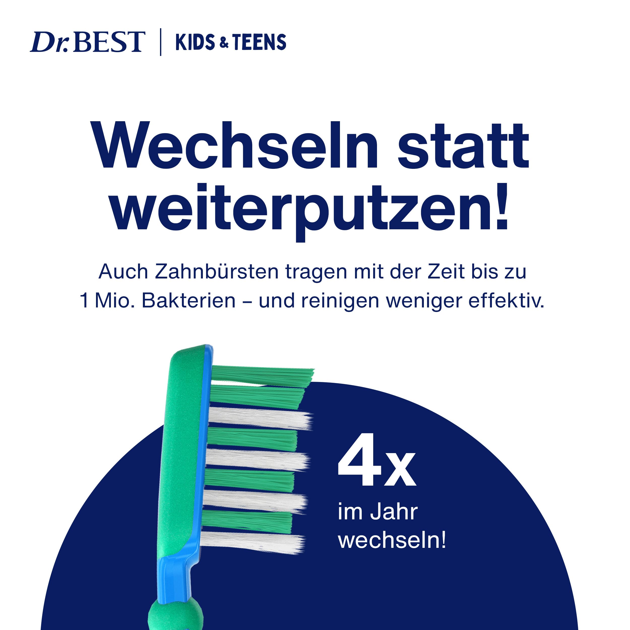 Dr.BEST Kids & Teens Zahnbürste, 6 bis 13 Jahre, Weich, 1 Stück, mit 4 Vorteilen für neue, bleibende Zähne 7