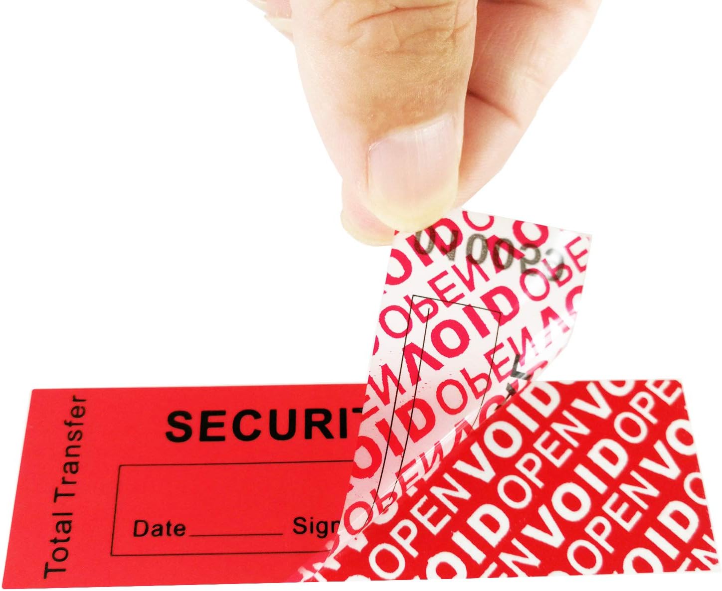TamperSeals Group, 100pcs 100% Total Transfer Tamper Evident Security Warranty Void Stickers/Labels/Seals (Red - Image 5