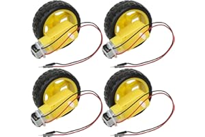 XINXXR 4 Sets TT Motor with Leads, DC 3-6V Gearbox Motor Dual Shaft 200RPM Ratio 1:48 Motor with Tire Wheel Kit for Arduino DIY Smart Car Robot