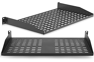 PYLE 1U 2 Pack Server Rack Shelf - 19-Inch Universal Device Server Rack Tray, Good Air Circulation, Cantilever, Wall Mount Ra