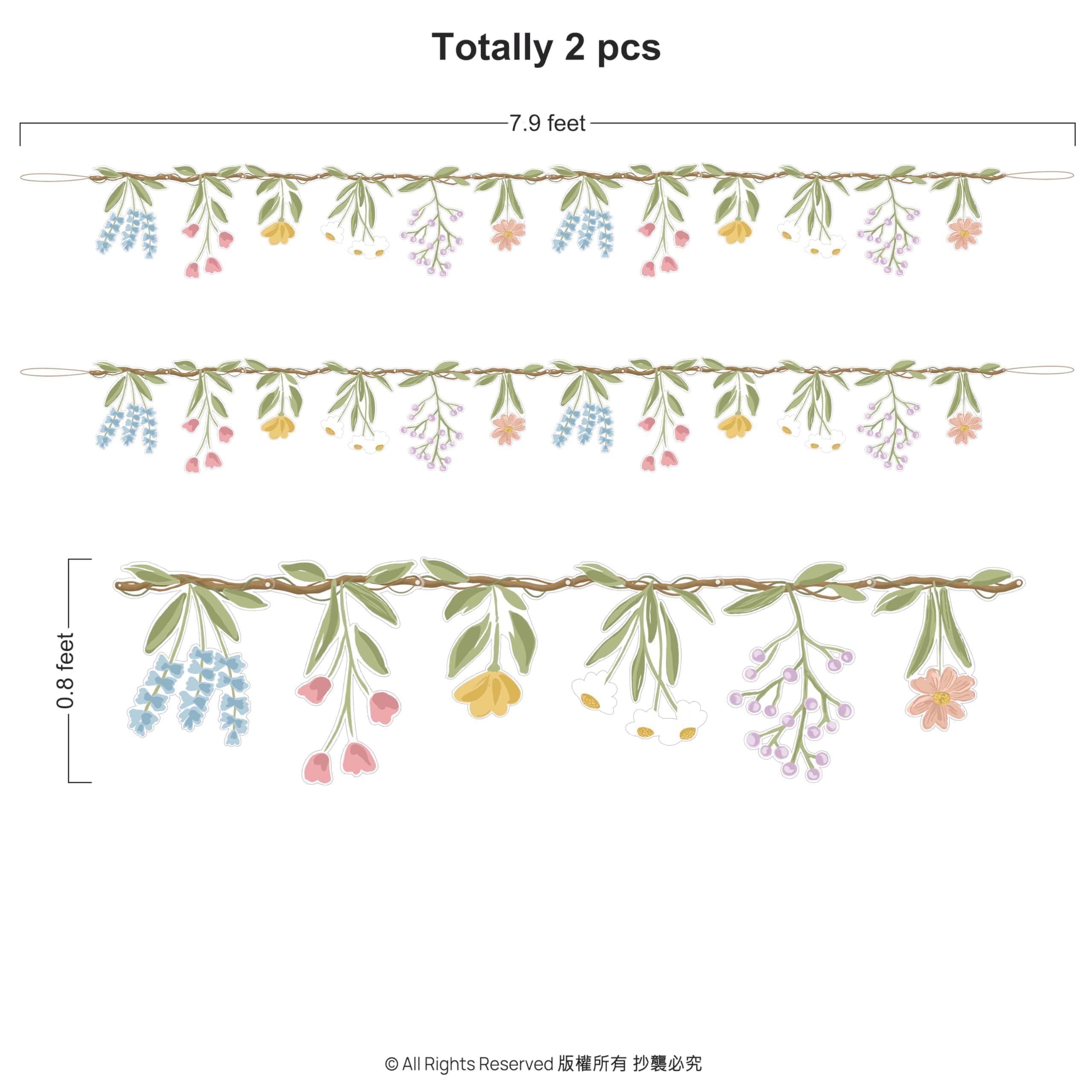 Cheerland Flower Banner Wildflower Garland for Enchanted Garden Party Woodland Theme Picnic Wedding Baby Shower Birthday Onederland Tea Party Supplies Girl Party Decorations 2pcs