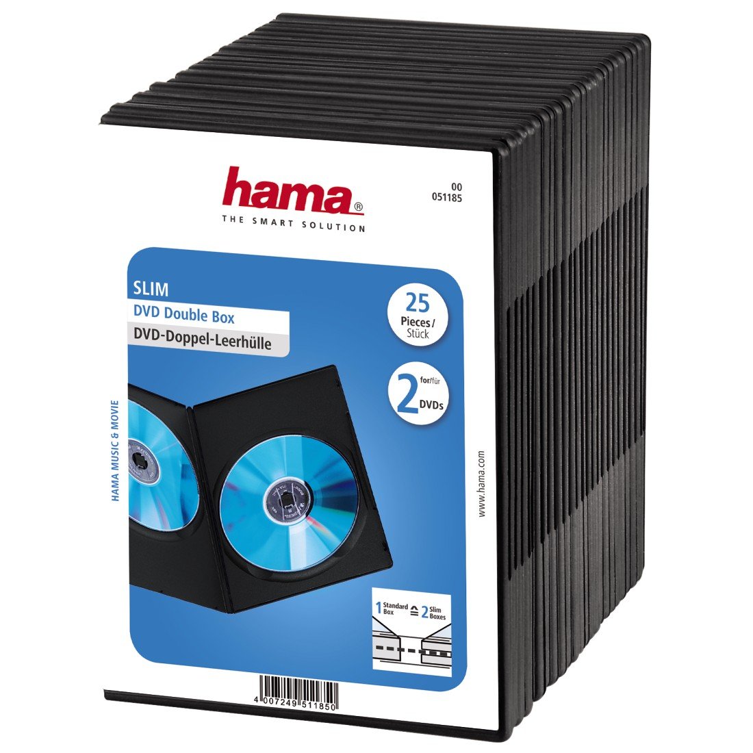 Hama Slim DVD Double Jewel Case | Pack of 25 | Black